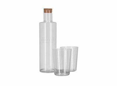 JENS Living Waterfles en Glazen Set - Glas - Transparant