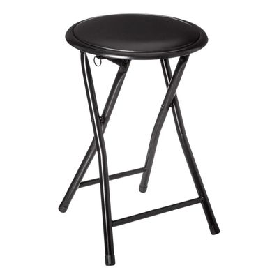 Bijzet krukje/stoel - Opvouwbaar - zwart/zwart - 46 cm