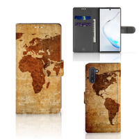 Samsung Galaxy Note 10 Flip Cover Wereldkaart - thumbnail