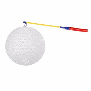 Luxe witte lampion 35 cm met lampionstokje