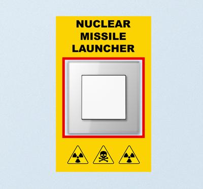 Muursticker stopcontact Schakelaar voor nucleaire raketwerper