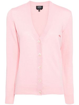 A.P.C. cardigan en coton à logo brodé - Rose