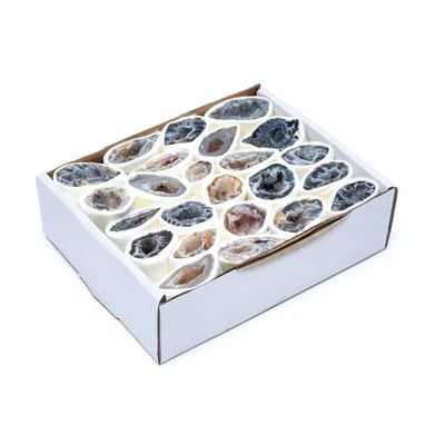 Agaat geode doos van 20 a 30 stuks -- ±250g; ±2-5cm