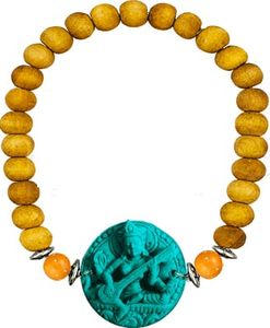 Sandalwood Elastische Armband Turquoise Saraswati