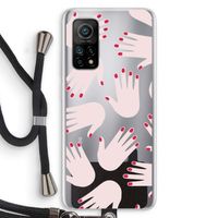 Hands pink: Xiaomi Mi 10T 5G Transparant Hoesje met koord