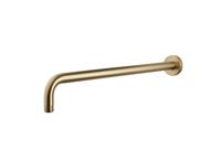 Wiesbaden gebogen douche-arm rond muur. 45cm geborsteld messing