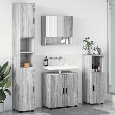 Badkamermeubelset met opslag 4 pcs Grijs sonoma 61 x 35 x 64 cm