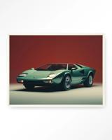 Urban Cotton Wandkleed 'Vintage Lamborghini' 110 x 145cm in Floating Frame - off white