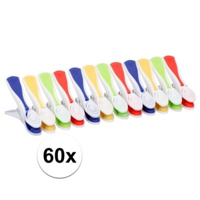 Wasknijpers - 60x stuks - multi-kleur - kunststof - wasspelden