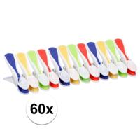 Wasknijpers - 60x stuks - multi-kleur - kunststof - wasspelden