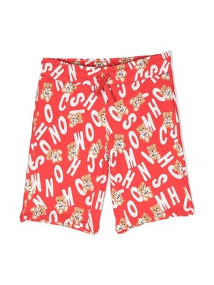 Moschino Kids short imprimé Teddy Bear à lien de resserrage - Rouge