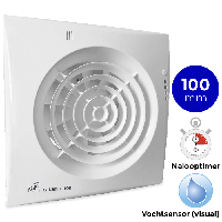 [tweedekans] [tweedekans] Badkamer/toilet Ventilator Soler & Palau Silent (100chz Visual) Ø 100mm - Timer + Vochtsensor