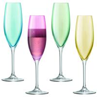 L.S.A. - Polka Champagne Flute 225 ml Pastel Set van 4 Stuks Assorti - Glas - Multicolor - thumbnail
