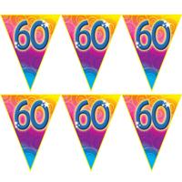 Verjaardag leeftijd vlaggenlijn - 2x stuks - 60 jaar - 5 meter - kunststof - jubileum