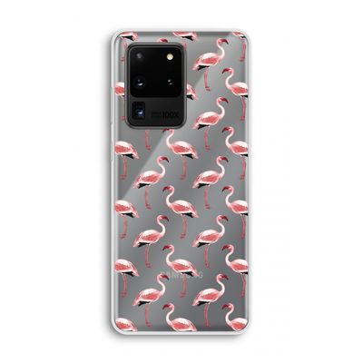 Flamingoprint groen: Samsung Galaxy S20 Ultra Transparant Hoesje