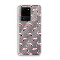 Flamingoprint groen: Samsung Galaxy S20 Ultra Transparant Hoesje