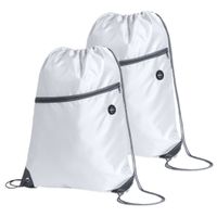 Sport gymtas/rugtas/draagtas - 2x - wit met rijgkoord 34 x 44 cm van polyester