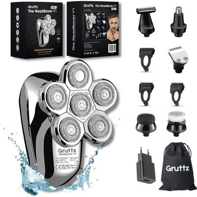 Gruttz - 9-in-1 Scheerapparaat Mannen - Hoofd Kaal Scheren - Gezicht en Hoofd Trimmer - Waterdicht - Nat en Droog Shaver