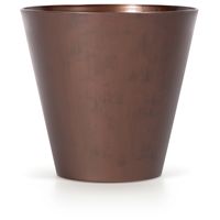 Kunststof bloempot/plantenpot 20 cm cortenstaal look/brons   - - thumbnail