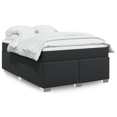 Boxspring met matras kunstleer zwart 140x200 cm