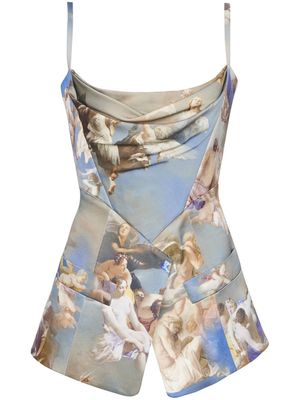 Balmain haut corset à imprimé graphique - Bleu