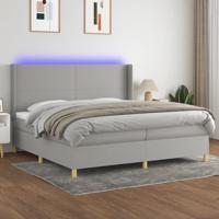 Boxspring met matras en LED stof lichtgrijs 200x200 cm
