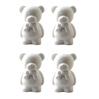 Hobby/DIY piepschuim beren/beer met strik - 4x - wit - 20 cm