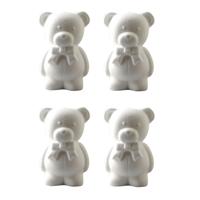 Hobby/DIY piepschuim beren/beer met strik - 4x - wit - 20 cm