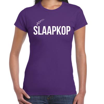 Slaap T-shirt voor dames - paars - slaapkop - pyjama party shirt - slaap party