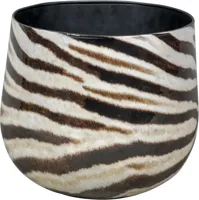Bloempot Zebra rond metaal 32x28cm