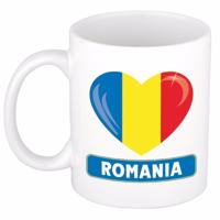 Hartjes vlag Roemanie koffiemok - drink beker - white - 300 ml - supporters