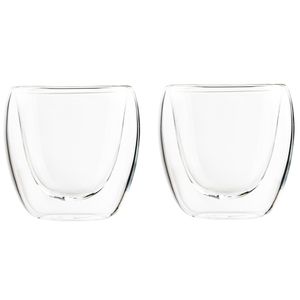 Koffieglazen/theeglazen dubbelwandig - set 2x - espresso glazen - 80 ml