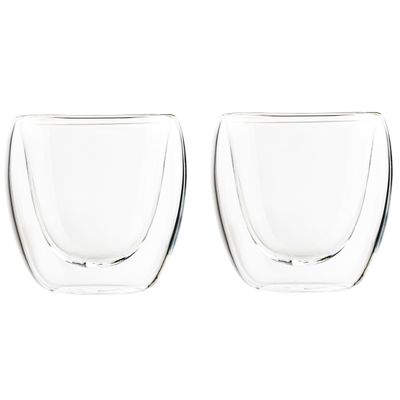 Koffieglazen/theeglazen dubbelwandig - set 2x - espresso glazen - 80 ml