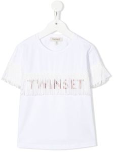 TWINSET Kids t-shirt frangé à logo imprimé - Blanc