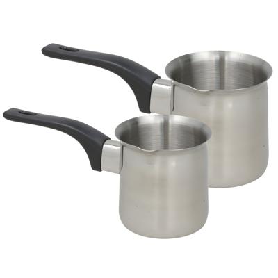 Melk en sauspannen set - 2x stuks - 500 ml en 235 ml - RVS - metaal