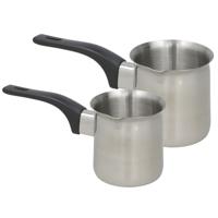 Melk en sauspannen set - 2x stuks - 500 ml en 235 ml - RVS - metaal