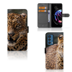 Motorola Edge 20 Pro Telefoonhoesje met Pasjes Luipaard