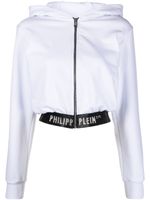 Philipp Plein hoodie crop à bande logo - Blanc