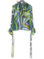 PUCCI blouse imprimée à col lavallière - Vert - thumbnail