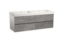 Storke Edge zwevend badmeubel 150 x 52 cm beton donkergrijs met Mata High dubbele wastafel in mat witte solid surface - thumbnail