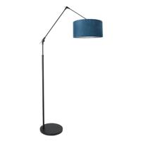 Steinhauer Zwarte vloerlampPrestige Chic met blauwe kap - 8239ZW