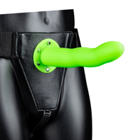 Ouch! by Shots Glow in the Dark Curved Hollow Strap-On - 8 / 20 cm - Neon Green