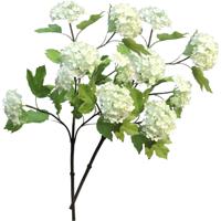 Kunstbloem Viburnum/sneeuwbal Roseum - 2x - 60 cm - creme - losse steel - kunst zijdebloemen