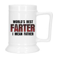 Cadeau Bierpul voor papa - rood - beste vader - keramiek - 530 ml - Vaderdag - thumbnail