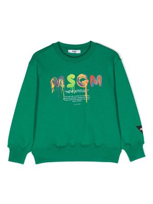 MSGM Kids sweat en coton à logo imprimé - Vert