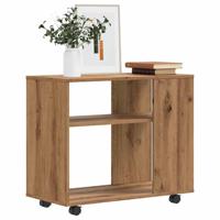 Bijzettafel 70x35x55 cm bewerkt hout artisanaal eikenkleurig