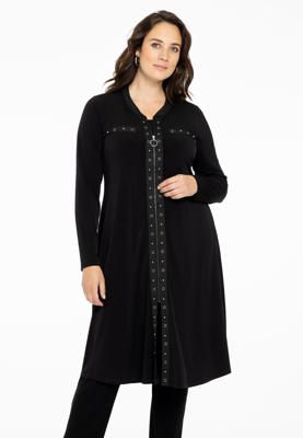 Yoek Cardi-jurk met oogjes | Zwart | Maat 54/56