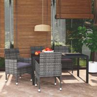 5-delige Tuinset met kussens poly rattan grijs