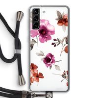 Geschilderde bloemen: Samsung Galaxy S21 Plus Transparant Hoesje met koord