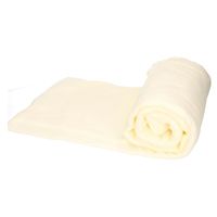 Fleece deken/plaid met franjes gebroken wit 130 x 170 cm   -